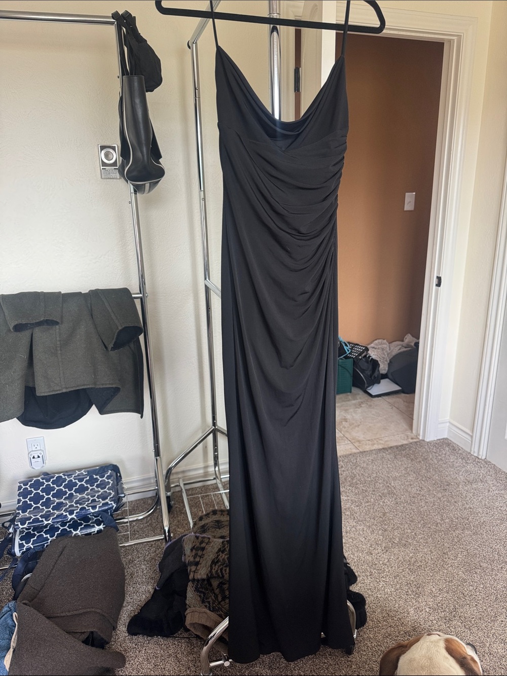 Katie May Black Draped Maxi Slip Dress